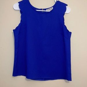 🥳Pink Rose Beautiful Cut Blue Tank Top - sz M